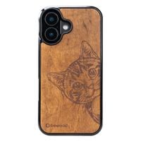 drewniane etui bewood do iphone 17 cat lover imbuia