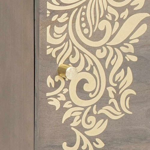 Szafka Nocna Szary 40 x 33 x 46 cm lite drewno mango na Arena.pl