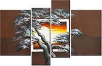 130CM 85 OBRAZ 4 ELEM DRZEWO TLE ZACHODZĄCEGO SŁOŃCA ŚCIENNY