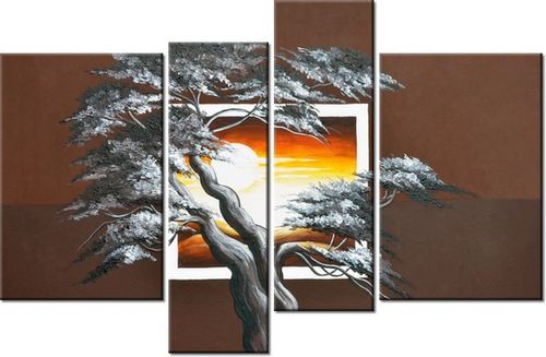 130CM 85 OBRAZ 4 ELEM DRZEWO TLE ZACHODZĄCEGO SŁOŃCA ŚCIENNY na Arena.pl