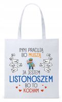 Dla Listonosza Prezent Torba Eco Biała Shopper Z Nadrukiem Ze Zdjęciem