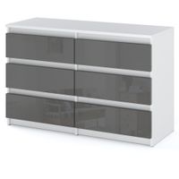 Komoda 6 Szuflad Hugo Szafka Do Salonu Sypialni 100cm Biały Szary Połysk