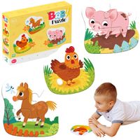 puzzle 3w1 2-3-4 elementy ”dzień na farmie” trzy układanki dla dzieci