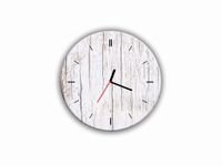 ZEGAR SZKLANY OKRĄGŁY - Białe deski