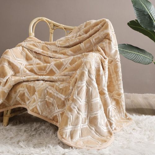 Gruby Beżowy Koc Akrylowy 160x200 VITO na Arena.pl