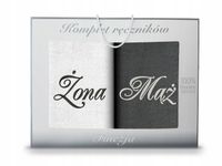 Komplet ręczników kąpielowych 2szt 70x140 ŻONA MĄŻ BIEL - GRAFIT KONEY