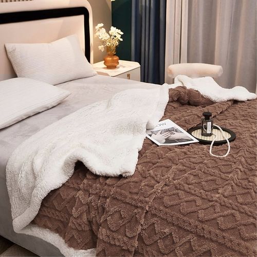 MIĘKKI KOC NARZUTA PLED NA ŁÓŹKO BARANEK SHERPA CIEPŁY 220X230 GRUBY DWUSTR na Arena.pl