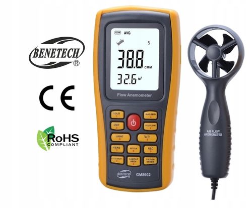 ANEMOMETR WIATROMIERZ MIERNIK WIATRU DO KLIMATYZACJI próg startu 0,5m/s USB na Arena.pl