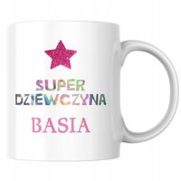 Kubek SUPER DZIEWCZYNA prezent na WALENTYNKI DZIEŃ KOBIET WŁASNE IMIĘ