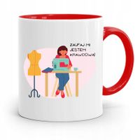 Kubek Czerwony Krawca Krawcowej Zaufaj Mi Jestem Z Nadrukiem Ze Zdjęciem