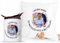 Zestaw Poduszka + Kubek Prezent Mateusz Morawiecki Z Nadrukiem Ze Zdjęciem