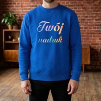 Bluza crewneck niebieska z Twoim nadrukiem XL