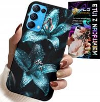ETUI DO OPPO RENO5 4G 5G - TURKUSOWE LILIE KWIATY OBUDOWA + SZKŁO