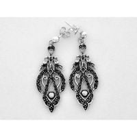 SREBRNE WISZĄCE KOLCZYKI NA SZTYFT OKSYDOWANE PRÓBA SREBRA 925