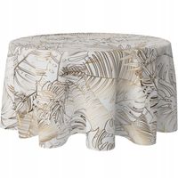 OBRUS OKRĄGŁY NA STÓŁ DEKORACYJNY 150 CM PLAMOODPORNY KOŁO WZÓR LIŚCIE 099