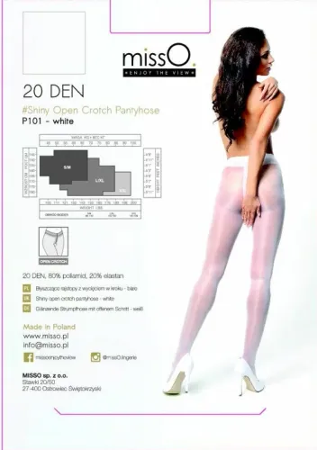 misso p101 rajstopy z wycięciem białe s/m eleganckie połysk na Arena.pl