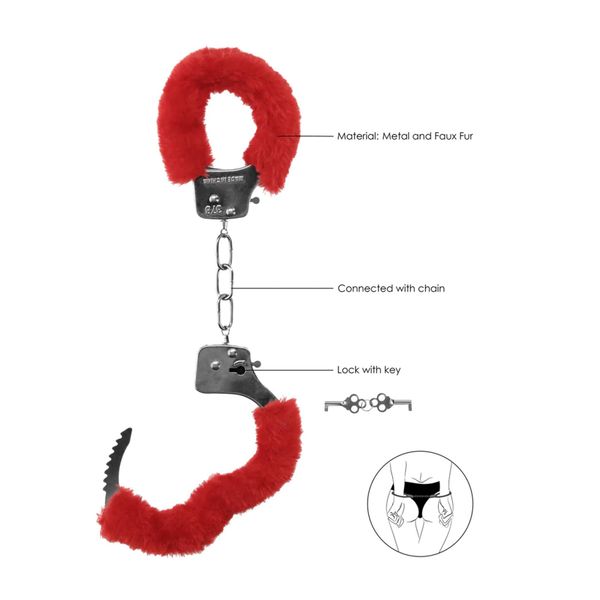 Pleasure Handcuffs Furry Red zdjęcie 3