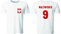 KOSZULKA REPREZENTACJI Z WŁASNYM NADRUKIEM, BIAŁA, ROZ. 116