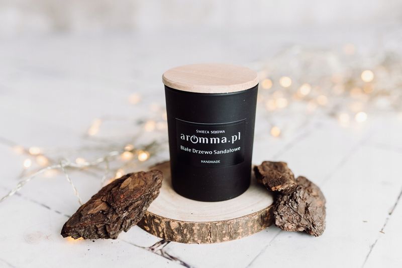 ŚWIECA SOJOWA AROMMA BIAŁE DRZEWO SANDAŁOWE 300 ML INTENSYWNA! HIT zdjęcie 1