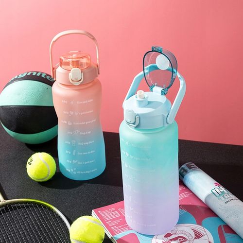 BUTELKA NA WODĘ BIDON Z MIARKĄ ZE SŁOMKĄ PRZYPOMNIENIEM SIŁOWNIA FITNESS 2L na Arena.pl