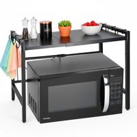 Półka Kuchenna Stojąca nad Mikrofalówkę Stojak Regulowany Regał 6 Wieszaków