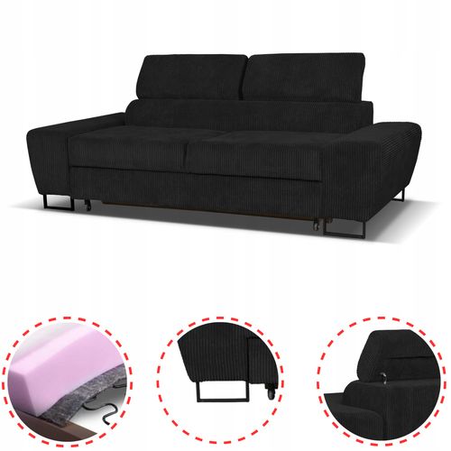 Zestaw mebli wypoczynkowych salon Savio Sofa 2os fotele czarny Family Meble na Arena.pl