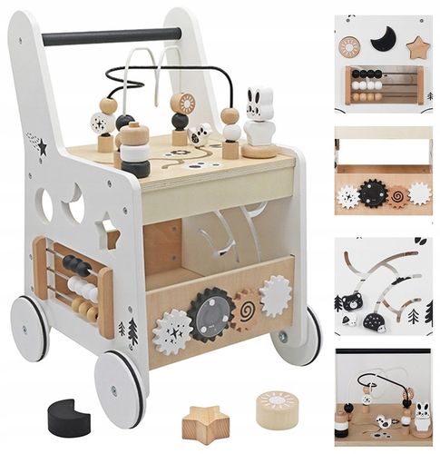 CHODZIK DREWNIANY PCHACZ KOSTKA EDUKACYJNA 6w1 SORTER LICZYDŁO STOLIK EDU na Arena.pl