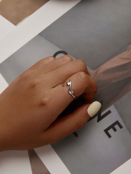 PIERŚCIONEK OTWARTY SREBRNY KOT KOTEK SREBRO 925 zdjęcie 3