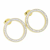 KOLCZYKI ZŁOTE KOŁA Z CYRKONIAMI STAL CHIRURGICZNA 316l PREZENT