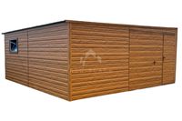 Garaż Blaszany 6x6m Brama Uchylna Drzwi Okno Drewnopodobny NB111