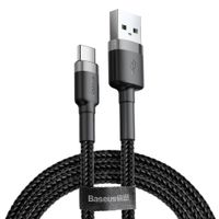 wytrzymały elastyczny kabel przewód usb usb-c qc3.0 2a 2m czarno-szary