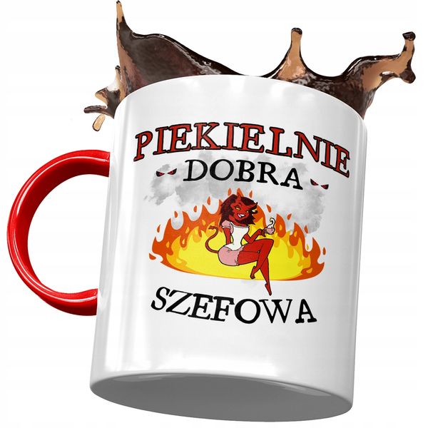 Kubek Czerwony Dla Szefowej Piekielnie Dobra Kubek Z Nadrukiem Ze Zdjęciem zdjęcie 1