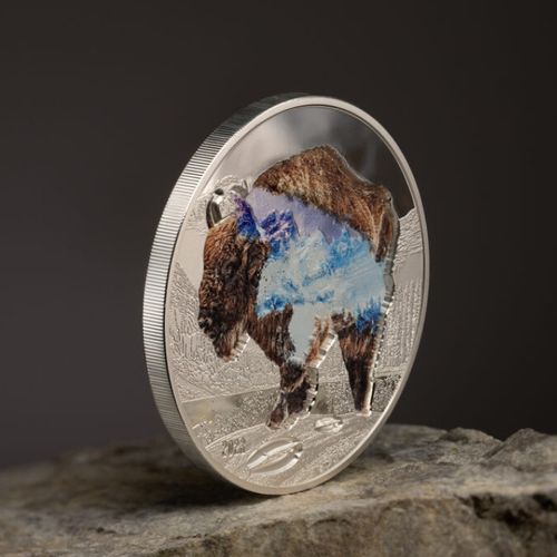 Mongolia: Into the Wild - Bison kolorowany 2 uncje Srebra 2023 Proof Ultra High Relief na Arena.pl