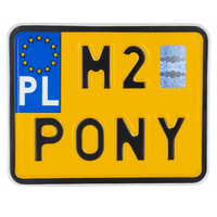 Tablica żółta do ramki rejestracyjnej skuter motorower M2 PONY