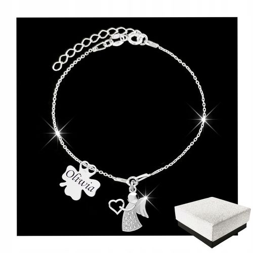 Srebrna Bransoletka dla Dziewczynki Aniołek Komunia GRAWER Srebro 925 ch6 na Arena.pl