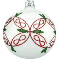 Bombki okrągłe białe: czerwono-zielony ornament
