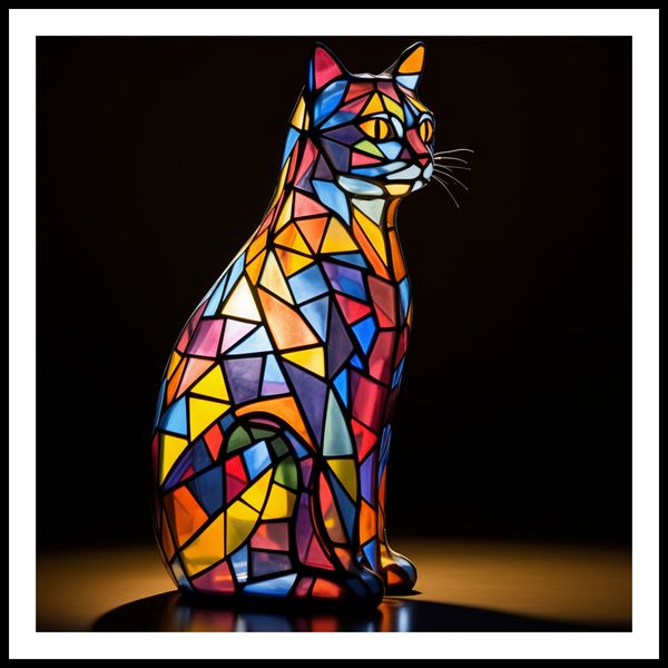 Plakat 100x100cm Koci Witraż zdjęcie 3