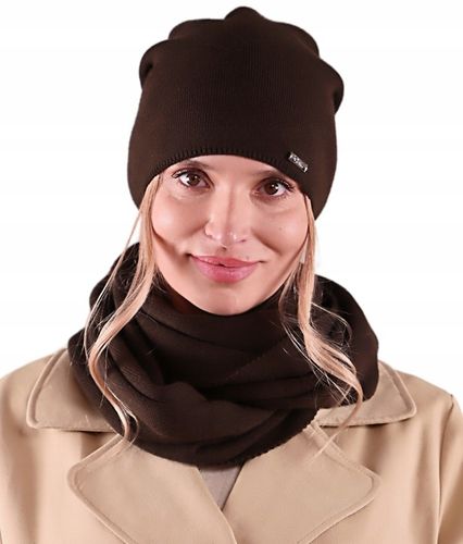 CZAPKA damska przejściowa jesienna gładka Polska modny BRAZ czekolada na Arena.pl