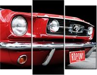 60 90CM OBRAZ 3 ELEM RED MUSTANG Y ŚCIENNY DRUK PŁÓTNO