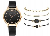 ZESTAW ZEGAREK BRANSOLETKI 5w1 CZARNY Klasyczny DAMSKI Elegancki dla