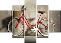 105CM 150CM OBRAZ 5 ELEM CZERWONY ROWER DRUK