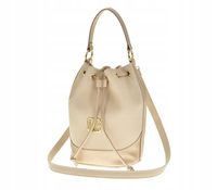 Laura Biaggi - torebka worek zaciągany beżowy groszek + stare złoto E106
