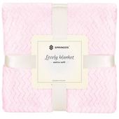 Narzuta na łóżko, pled 160x200 cm tłoczony zygzak, dwustronny koc na kanapę różowy