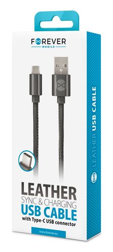 Kabel Forever USB typ-C skóra czarny 1m 2A na Arena.pl