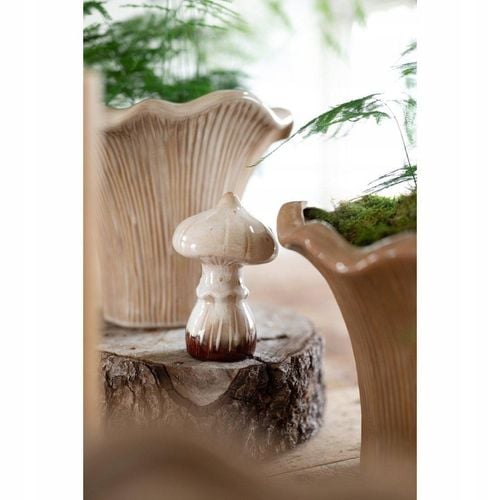 FIGURKA GRZYB Z PORCELANY BEŻOWY BRĄZOWY DEKORACJA OZDOBNA do domu ogrodu na Arena.pl