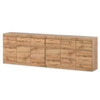 Komoda Drewniana Nowoczesna 6 Szuflad Duża Pojemna Szafka Salon Dąb Wotan