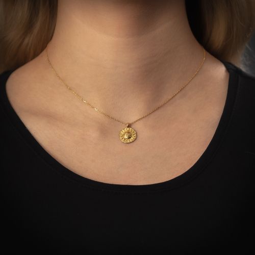 Naszyjnik na łańcuszku - słońce i srebro złocone 45 cm na Arena.pl