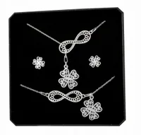 KOMPLET BIŻUTERII SREBRNEJ Z INFINITY + KONICZYNKI AŻUR srebro 925