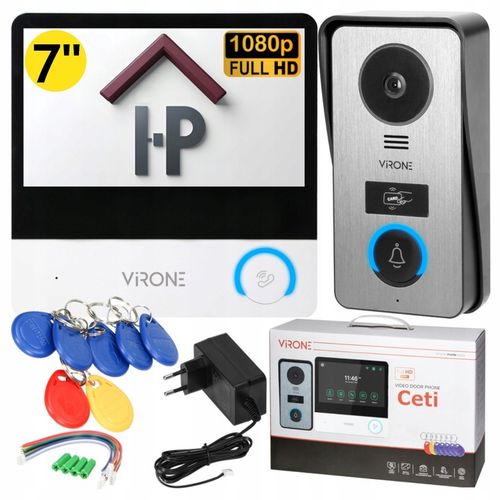 WIDEODOMOFON VIDEO DOMOFON FULL HD 7" CZYTNIK BRELOK MENU PL FURTKA + BRAMA na Arena.pl