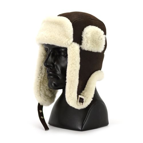 Czapka Czołgisty, zimowa czapka z owczej skóry 59 cm na Arena.pl